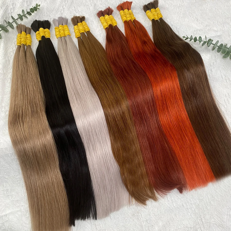 Фото Натуральные прямые волосы Maxhair 100% из человеческих волос, необработанные, Remy, 22-30 дюймов, 100 г, натуральный блонд, для плетения и наращивания волос, 613 №5