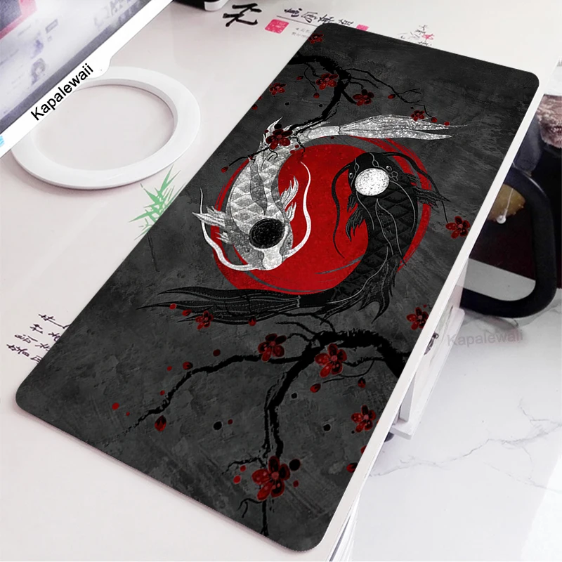 Большой черный коврик для мыши в стиле аниме Fish милый игровой каваи размер XXL Otaku