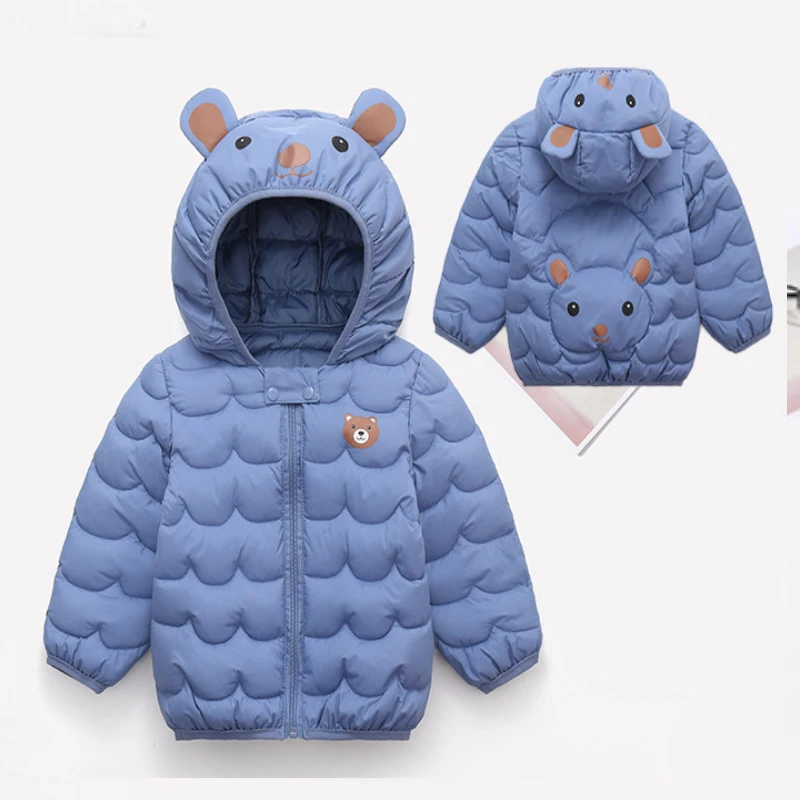 Зимняя куртка с капюшоном и мультяшным принтом для мальчиков девочек 1-5 лет