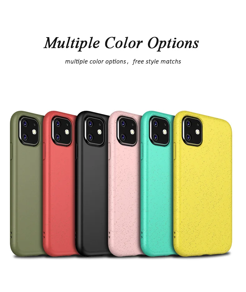 

TPU New Degradable Wheat Straw Phone Case For iPhone 13 12 11 Pro Max Mini X xs 7 8 P Xr Apple Scrub Case