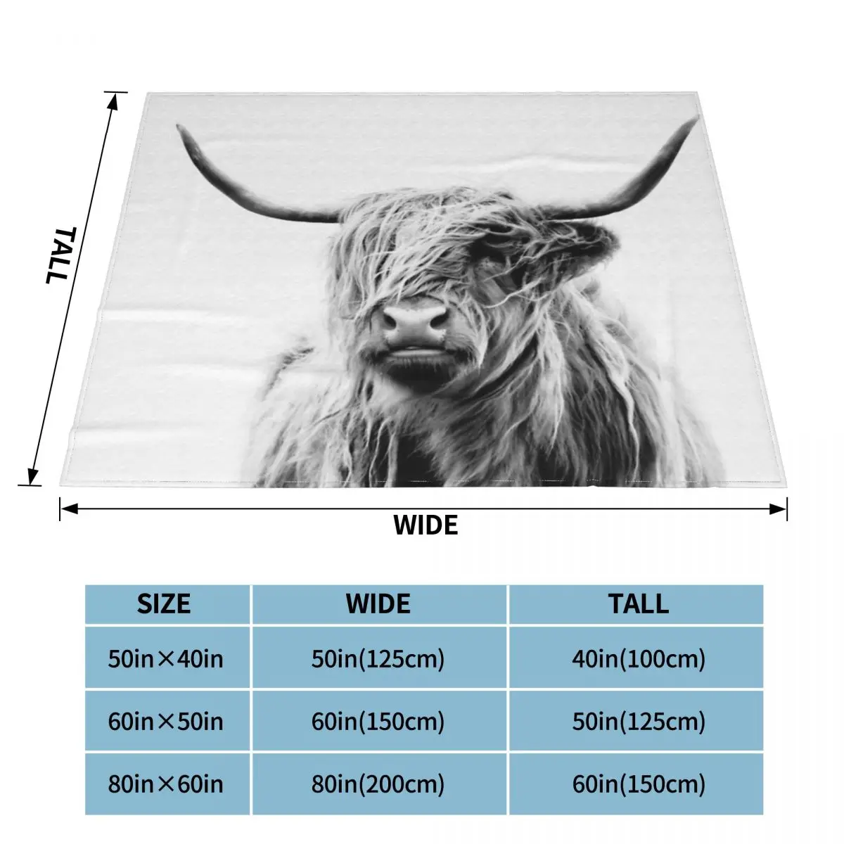 Portrait Of A Highland Cow 3 Blanket Bedspread On The Bed Living Room Bedspreads For Double Bed Keep Warm Hairy Winter Bed images - 6