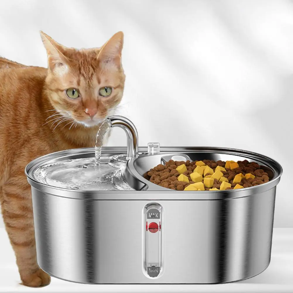 

Дозатор питьевой воды для домашних животных, питьевой фонтан большой емкости, двойная миска из нержавеющей стали, товары для домашних животных