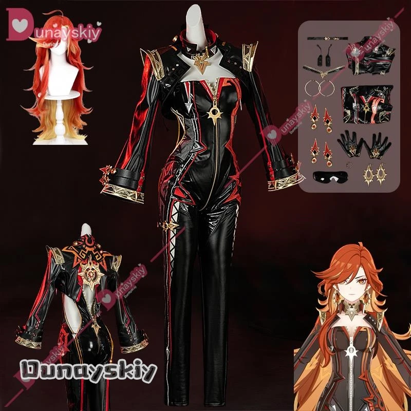 Genshin Impact Mavuika Косплей Костюм Парик Униформа Серьги Солнцезащитные Очки Pyro Archon Natlan
