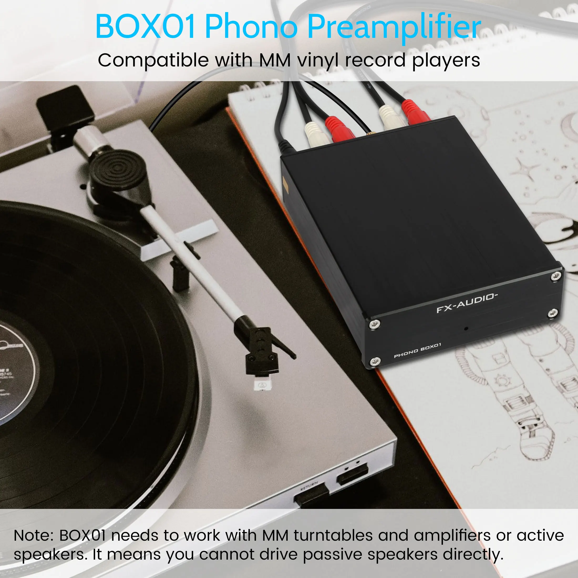 FXA-UDIO BOX01 LP проигрыватель виниловых пластинок mini MM PHONO phono предусилитель аудио