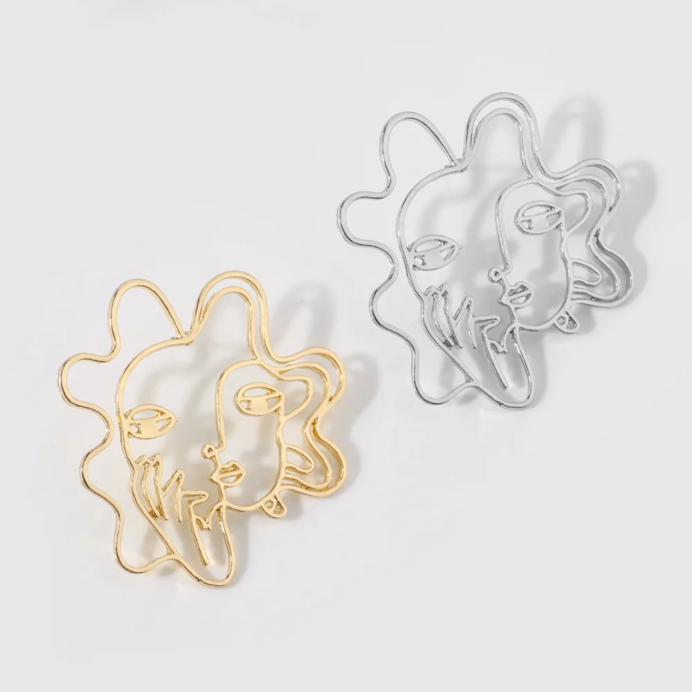 

1 Pair Vintage Face Female Earring Unique Design Face High-end Metal Earring Personality Contracted Bohemian Style Jewelry