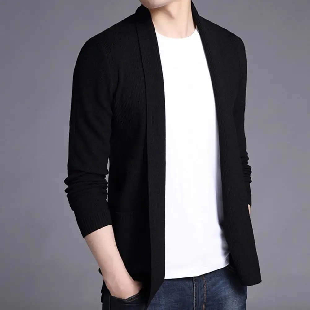 

Stylish Men Sweater Jacket Breathable Gentle Men Sweater Coat Loose Wear-resistant Men Sweater Coat