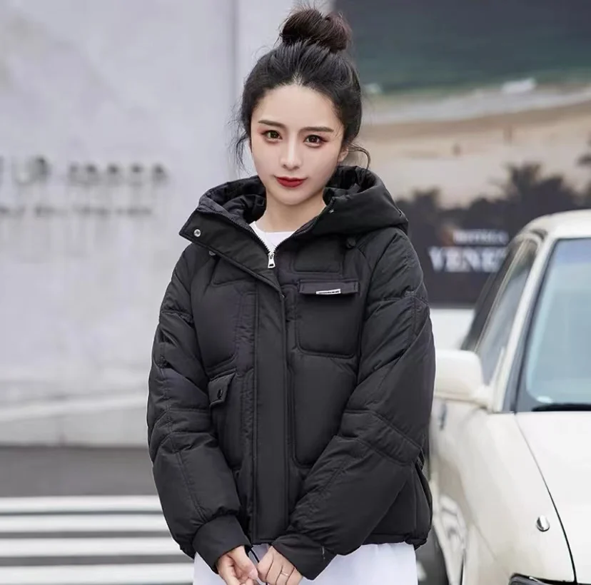 Winter New Cotton Padded Women's 2022 Fashion Hooded Multi-pocket Solid Color Coat Loose Casual Thickening Short Jacket