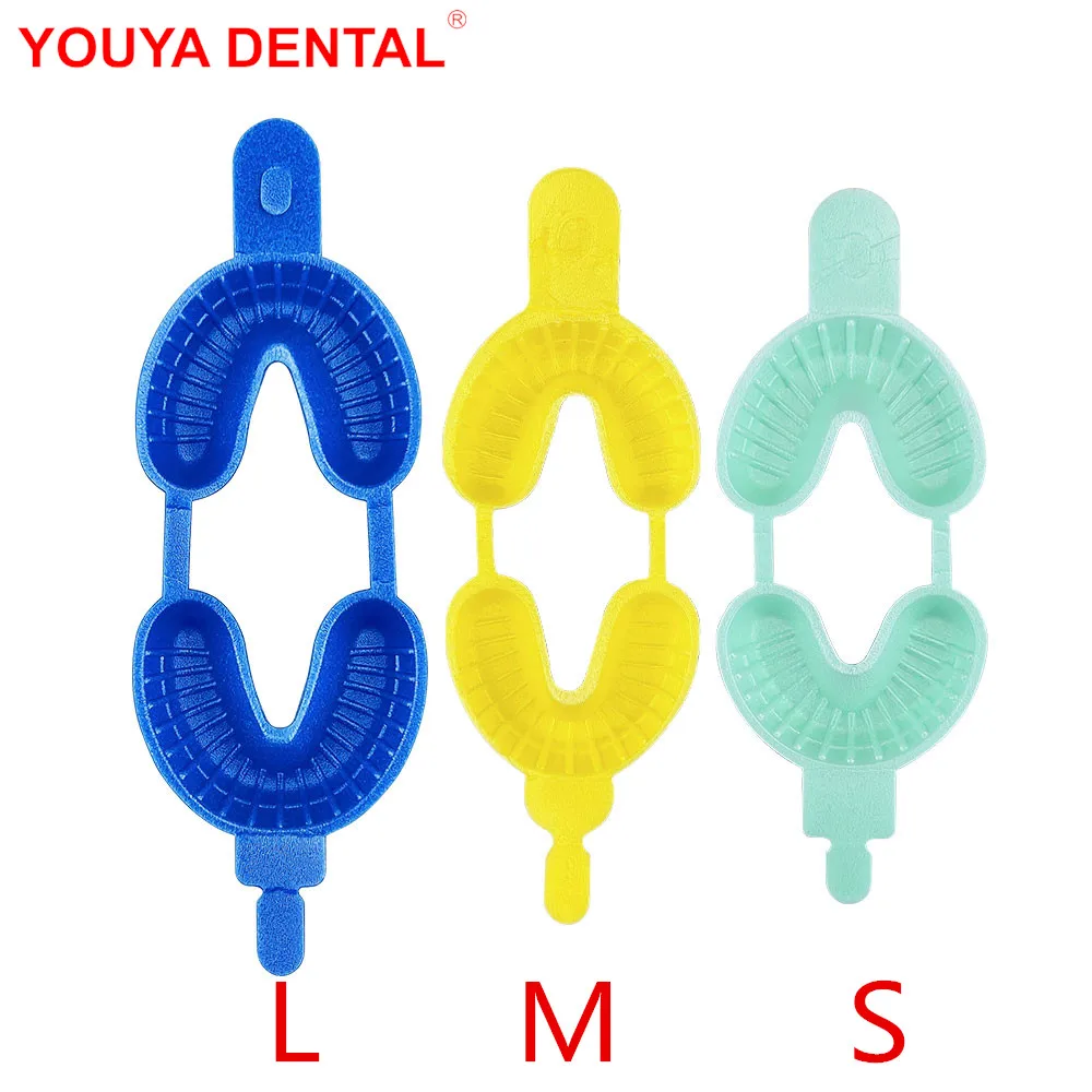 

50pc Disposable Dental Impression Trays Foam Fluoride Tray Dual Arch Denture False Teeth Holder Dentistry Instruments Tool L M S