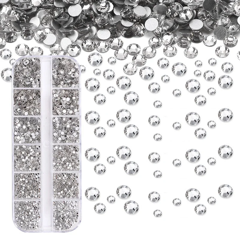 

3600 Pcs Hotfix Rhinestone 6 Sizes Flatback Round Glass Crystal Rhinestones Glass Stones For DIY Manicure