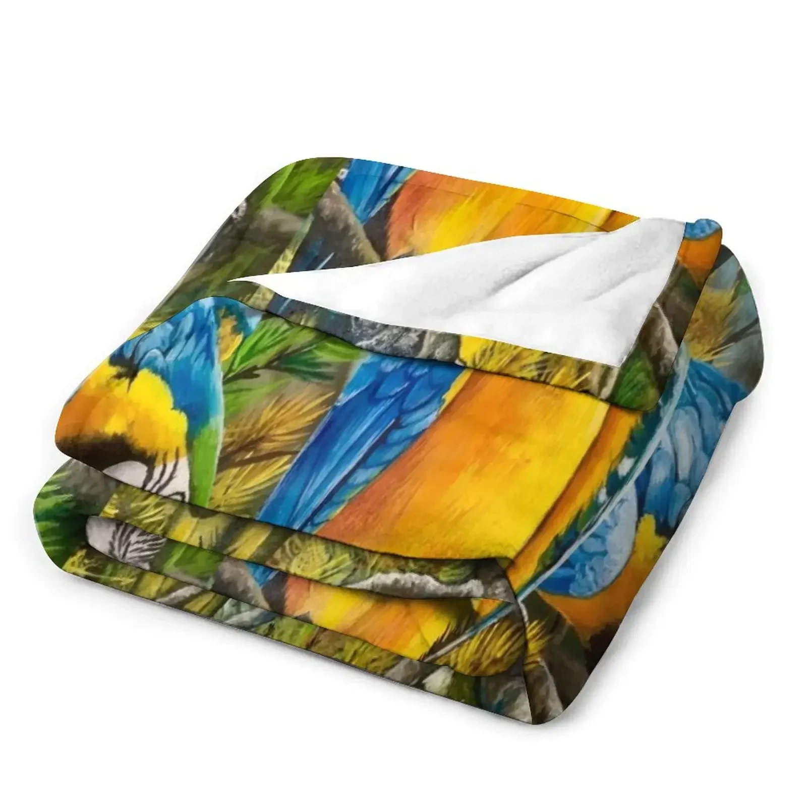 Синее и Золотое одеяло Macaws #1 дизайнерские одеяла для кровати