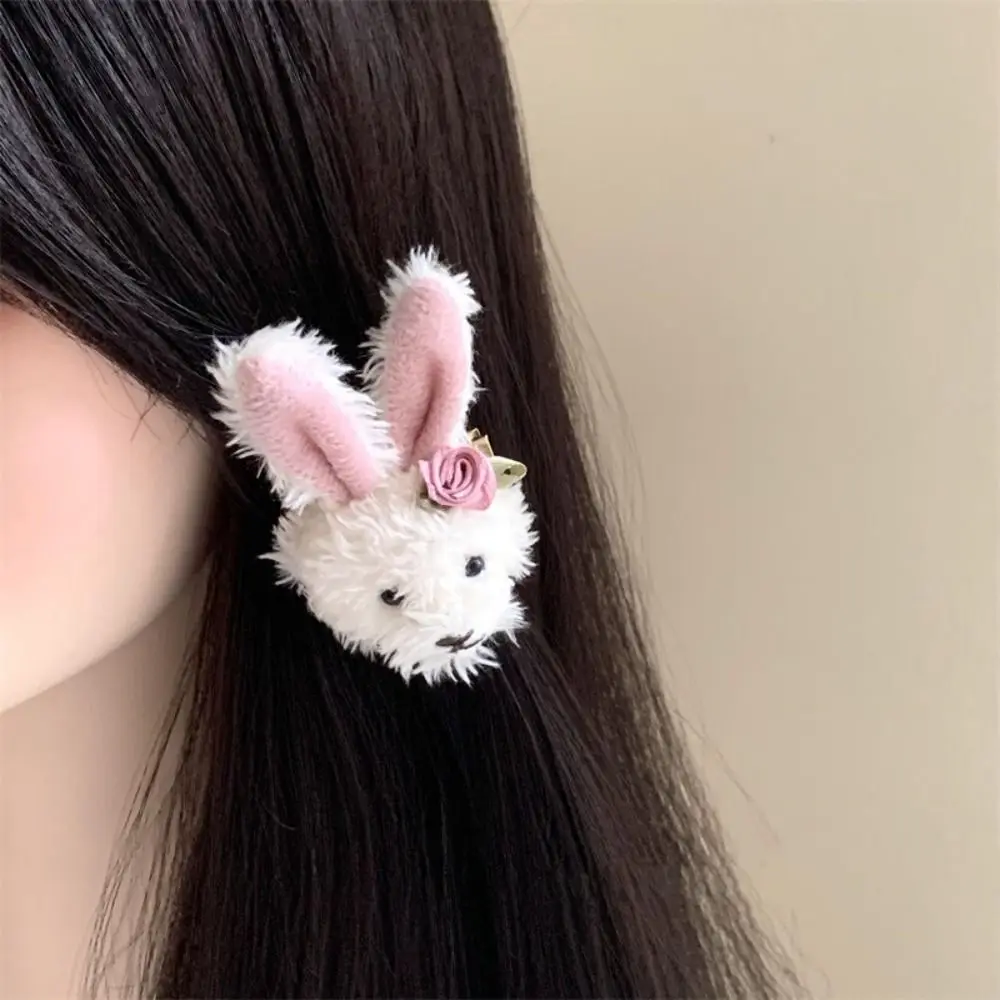 Заколка для волос в корейском стиле с кроликом и медведем милая заколка виде