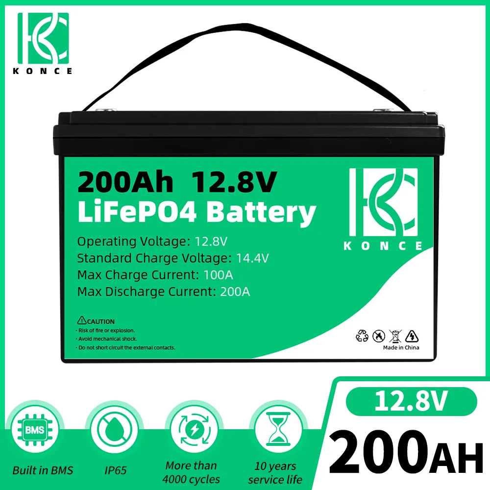 

Аккумуляторная батарея Lifepo4 12 В, 200 ач, глубокий цикл, Встроенный BMS для Rv Ev Off Grid Trucks Fishfinder, корабли, электрические системы питания