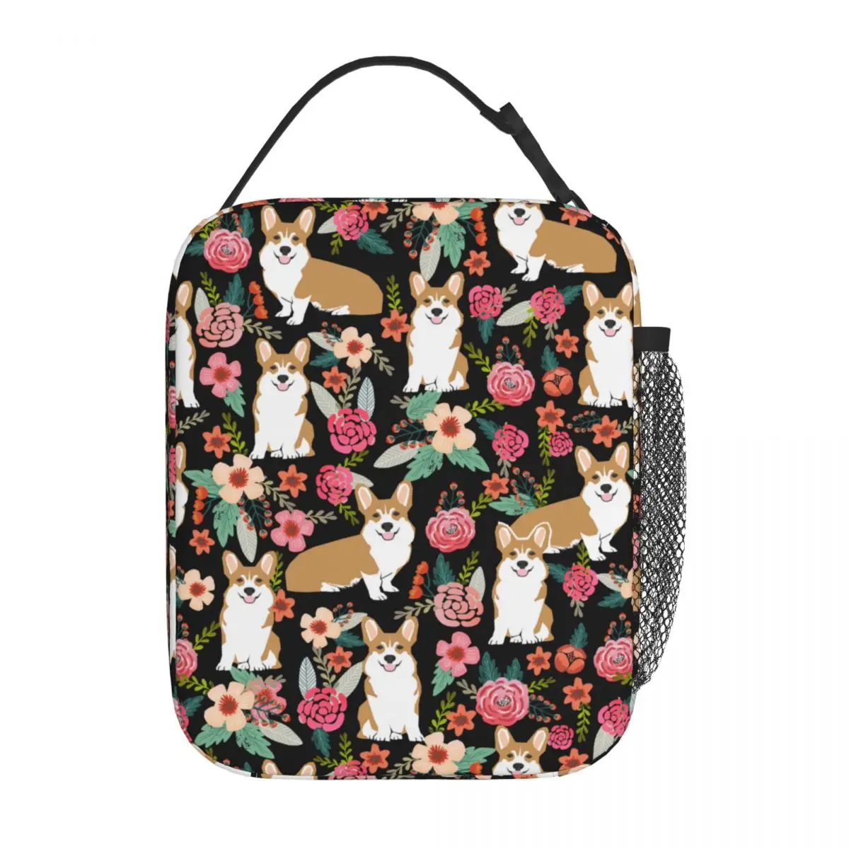 

Винтажные Изолированные сумки для ланча Corgi с цветочным рисунком собаки, герметичная Термосумка с животными, многоразовая сумка-тоут, Ланч-бокс для офиса, пикника, для девочек и мальчиков