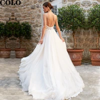 wedding dress 2022 womens dresses v neck a line lace wedding dress appliques backless vestido de noiva wedding gowns