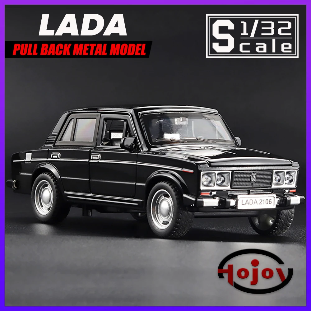 

Metal Cars Toys Scale 1/32 Lada 2106 Diecast Alloy Car Model for Boys Gift Children Kids Toy Vehicles Sound and Light Pull Back