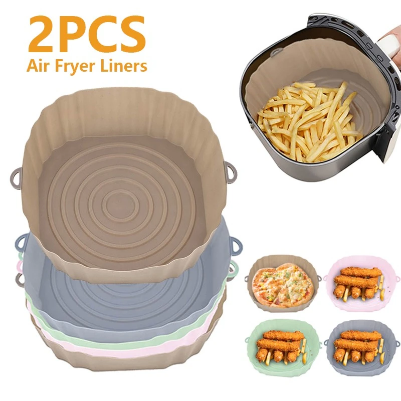 

Reusable Air Fryers Oven Baking Tray Air Fryer Silicone Grill Pan Pizza Plate Basket Mat Airfryer Pot Replacemen Liner Accessory
