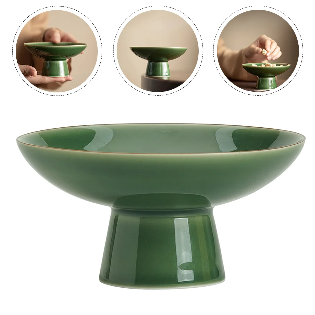 

Fruit Bowl Footed Plate Ceramic Dessert Tray Decorative Display Bowls Stand Dish Basket Dried Round Plates Holder Stands