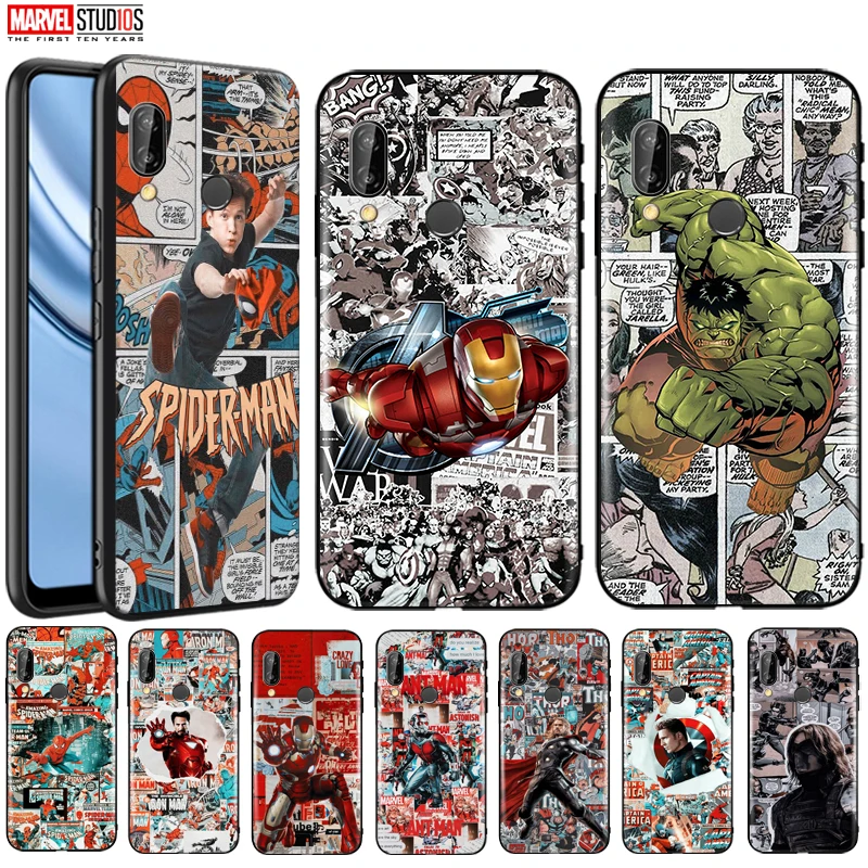 

Marvel Avengers Phone Case For Huawei P20 Pro P20 Lite Silicone Cover Back Coque Black Bumper