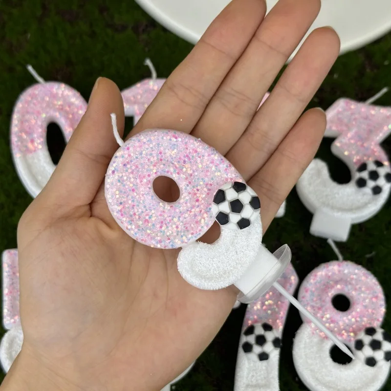 Спортивная футбольная цифровая розовая свеча 1 2 3 4 5 6 7 8 9 Happy Boys Kid Birthday Wedding Party Cake