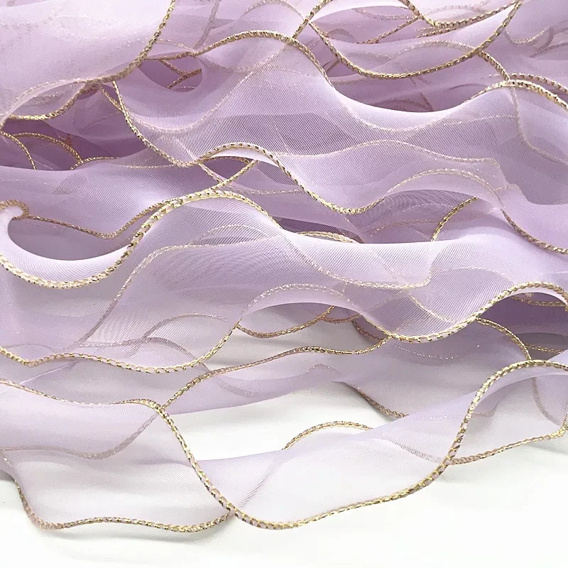 

JMT 50mm Gold Edge Wave Silk Organza Ribbon Bow Material for Hair Ornament Gift Wrapping Decoration Lace Ribbons