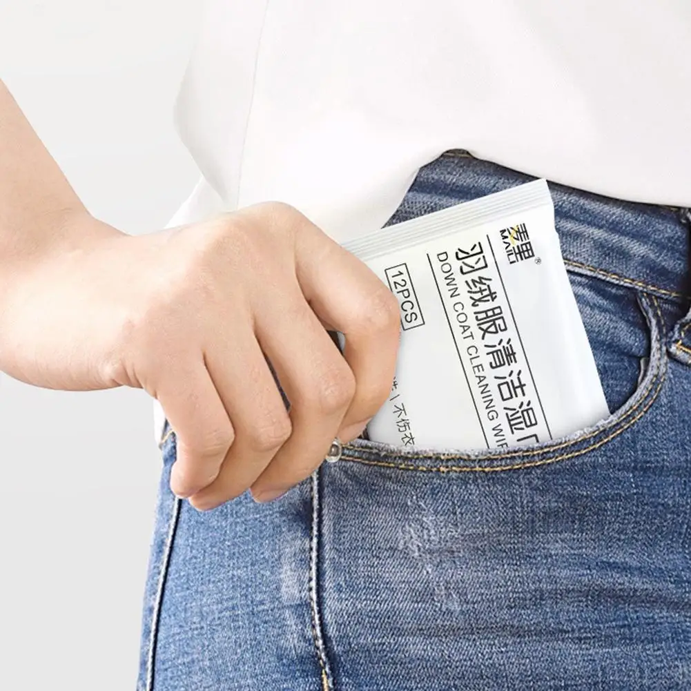 

12sheets/bag Down Coat Cleaning Care For Jackets Quickly Remove Stain Wet Wipes Clothes Cleaning Care Wash-free Cleaning Wi Q7m9