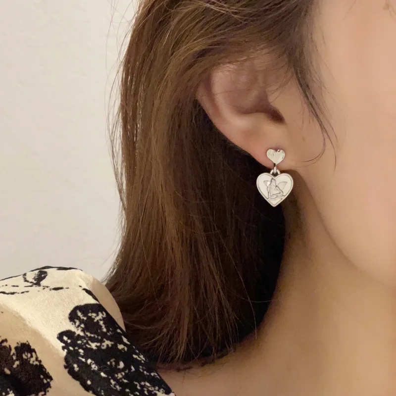 

Simple Design Metal Cute Earrings Hearts Cool Sweet Korean Earrings Jewelry