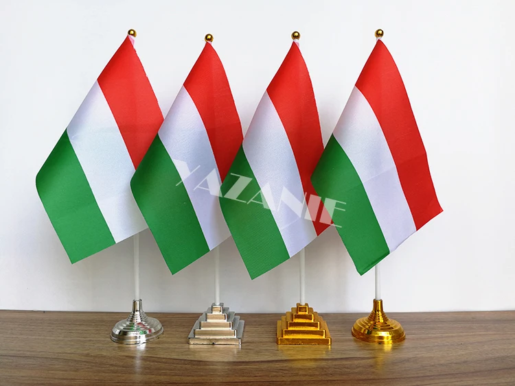 YAZANIE 14*21cm 4PCS Spain Spanish Denmark Danish Desk Flag and Banners Hungary Lithuania National Table with Base Stand - купить по