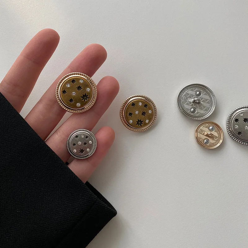 

Clothing Rhinestone For Decorative Metal Buttons Needlework Accessories Round 18/23/25mm Coats Sewing Diy Craft Supply 6pcs/lot