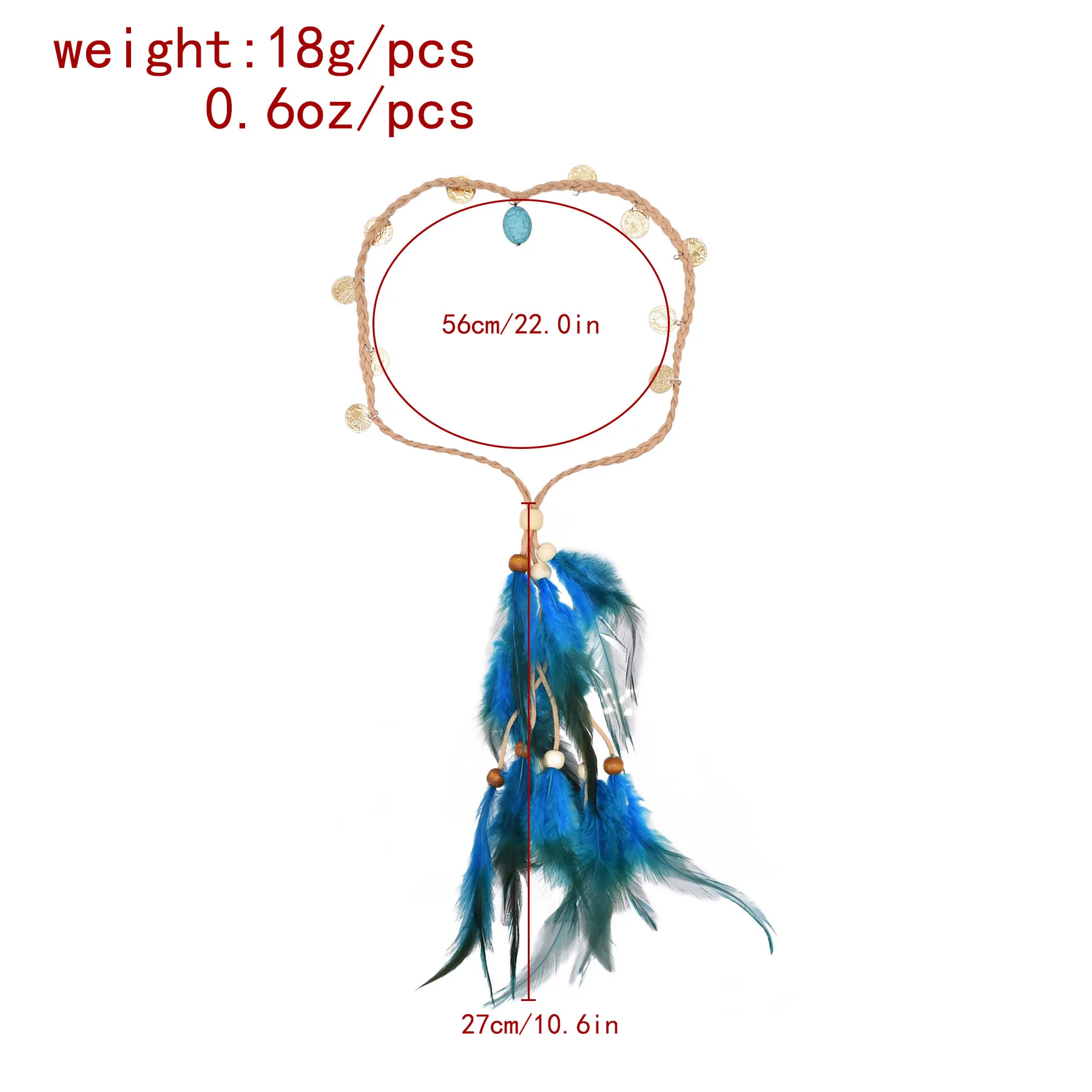 Богемная повязка на голову с перьями повязки для волос павлином регулируемые