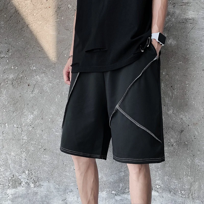 

ZCSMLL Summer Ins Harajuku Style Five-point Pants Men's Tide Loose Youth Sports Straight Vertical Wide-leg Casual Hip Hop Shorts