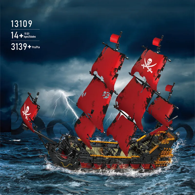 

2022 New 3139pcs Ideas Pirate Queen Anne's Revenge Pirate Ship Building Blocks Pirate Ship Bricks Model Toys Xmas children Gift