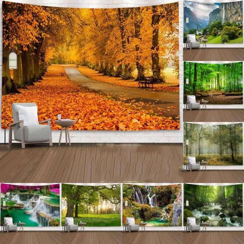 

Tapestry Natural Scenery Forest Plant Landscape Tapestry Wall Mounted Indian Bedspread Home Decor