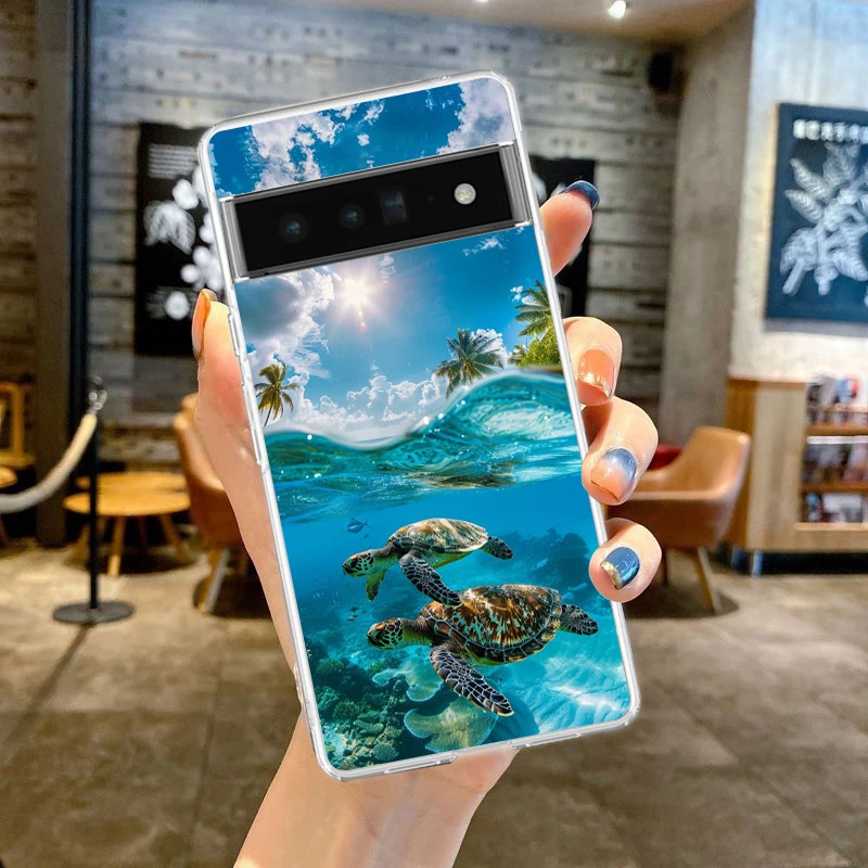 Милый мультяшный мобильный телефон с морской черепахой цвет синий для Google Pixel 9 Pro