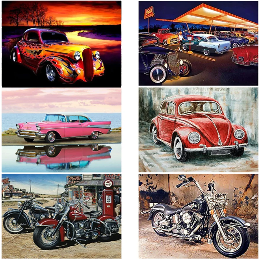 

DIY 5D Diamond Painting Car Diamond Embroidery Motorcycle Full Round Drill Landscape Cross Stitch Rhinestone Art Home Decor Gift