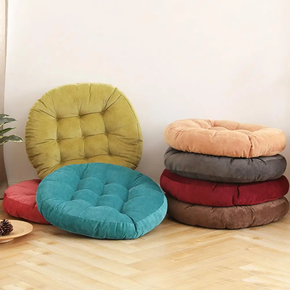 

Stuffed Cushion Japanese Style Breathable Round Comfortable Corduroy Seat Cushion for Daily Use