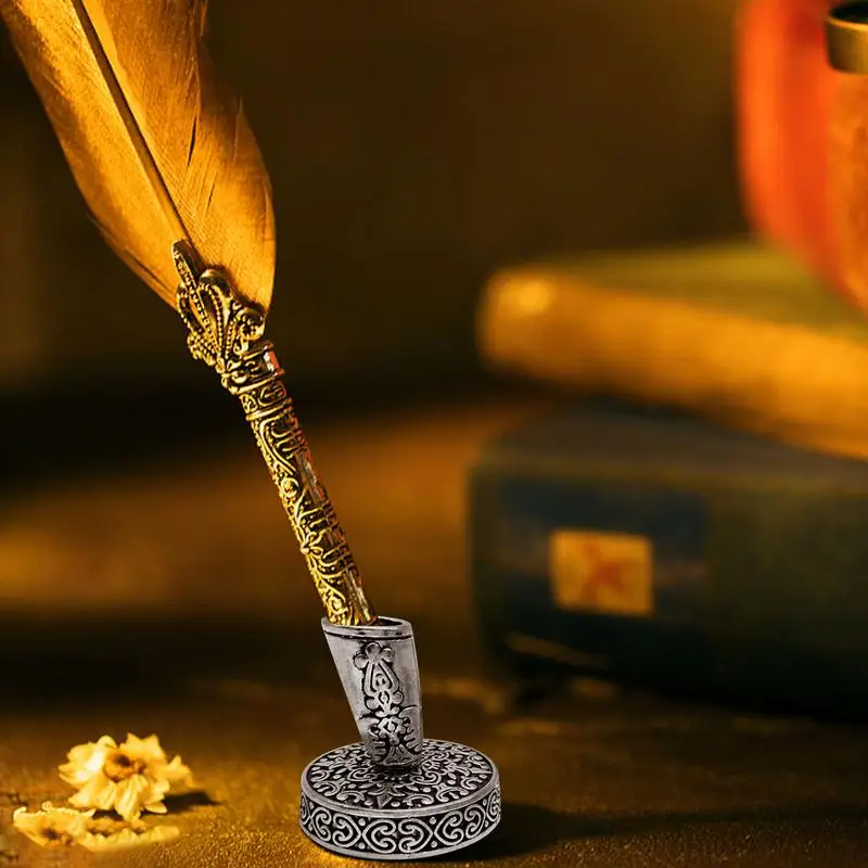 intage metalowy okrągły wkładany obsadka do pióra Quill Dip Pen szkolne materiały biurowe artykuły papiernicze akcesoria pisania dla uczniów
