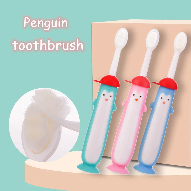 

Cute Children Penguin Toothbrush Kids Training Toothbrush 360 Toothbrush Floss Theeth Cleaner Toothbrush for Children Teeth Care