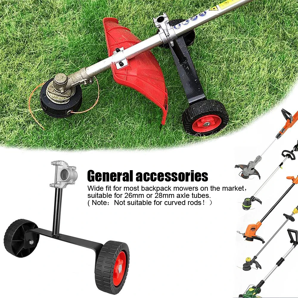 

New Lawn Mower Support Wheel Adjustable Weed Trimmer Auxiliary Wheels 26mm-28mm Portable String Trimmer Wheel Mower Attachment