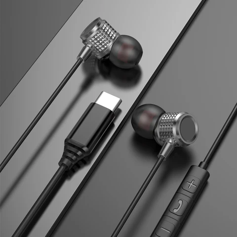 Металлические проводные наушники с шумоподавлением USB Type C для Samsung iPhone