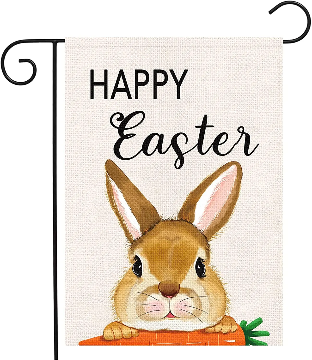 

Easter Garden Flag 12x18 Double Sided Burlap, Small Vertical Happy Easter Bunny Carrot Garden Yard Flags Easter Spring