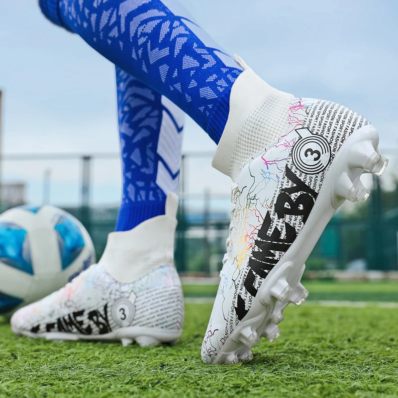 Men Soccer Shoes High-top Football Boots Professional Field Boots Children's Athletic Shoes Cleats Sneakers Tenis Soccer Hombre
