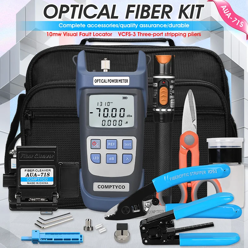 

COMPTYCO FTTH with Fiber Fibra Optica Power Meter and 10mW Visual Fault Locator Fiber Optic Tool Kit AUA-71S FTTH tool