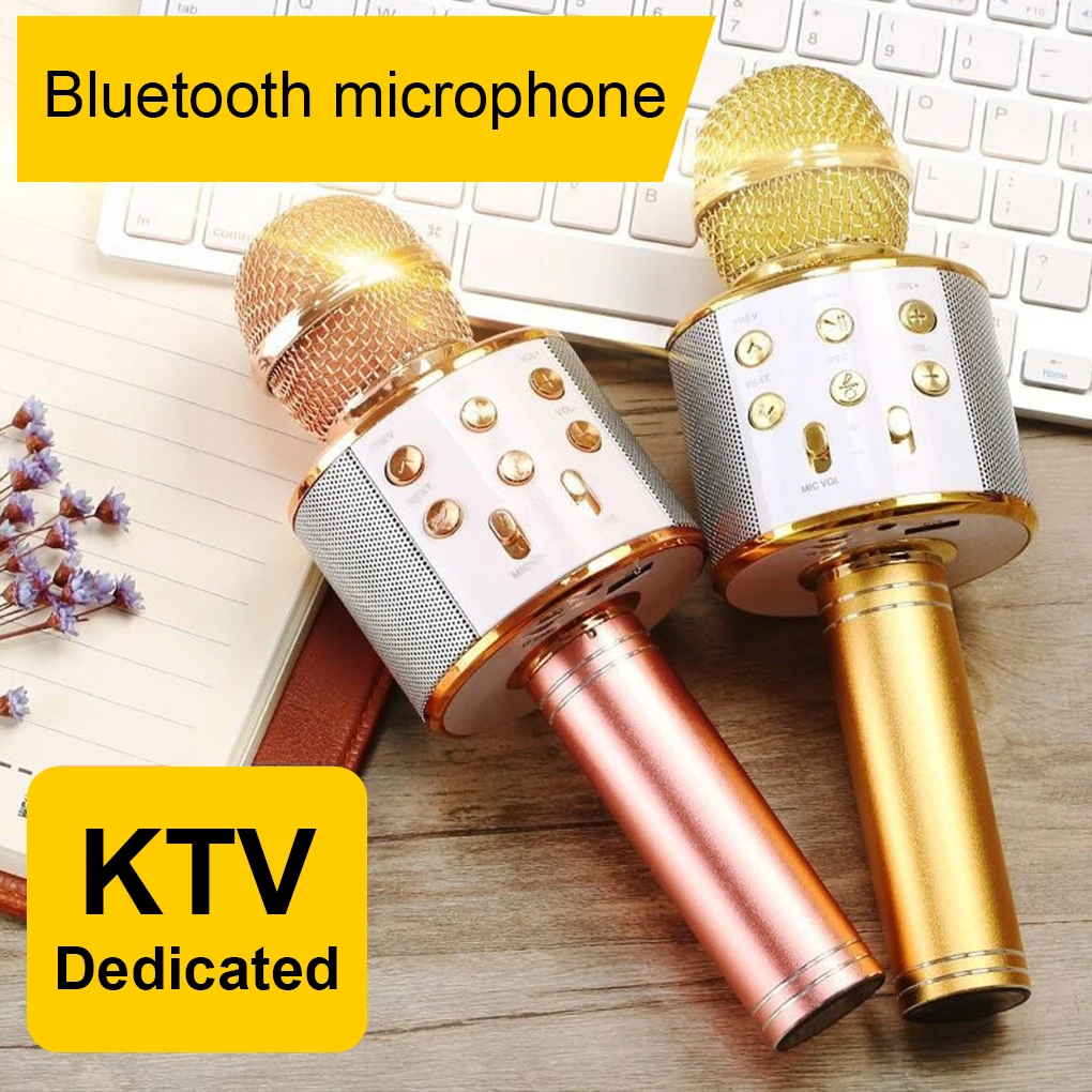 

Bluetooth-compatible Hand Held Adjustable Microphone Karaoke Mic Black