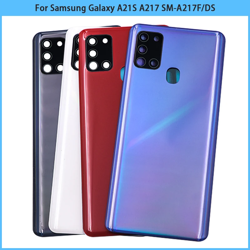 

New For Samsung Galaxy A21S A217 SM-A217F Plastic Battery Back Cover A21S Rear Door Housing Case Camera Frame Adhesive Replace