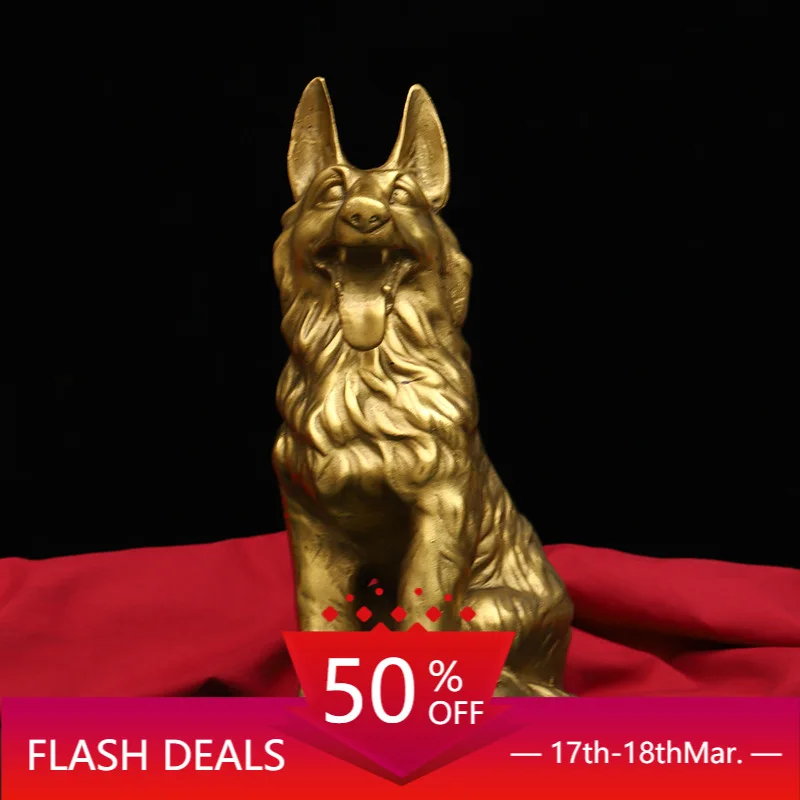 

Free Shipping Pure Copper German Shepherd Dog Decoration Twelve Zodiac Dog Copper Dog Big Wolfhound German Shepherd Dog