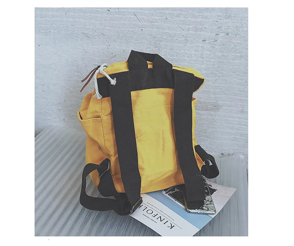 Simple Fashion Casual Backpack Solid Colour High Capacity Travel Backpack Laptop Canvas Women Backpack Teenage Girls School Bag
