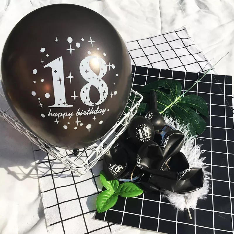 

18th Happy Birthday Party 12" Pearlised Latex Printed Balloons For 18 Year Old Birthday Decoration Supplies