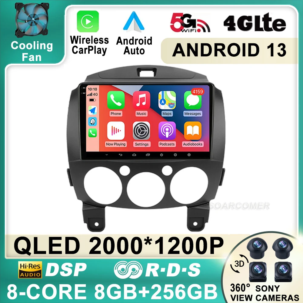 

Автомагнитола 2DIN, 9 дюймов, Android 13, для Mazda2 2007-2014, мультимедийный видеоплеер, 4G, Wi-Fi, для Carplay, GPS-навигация