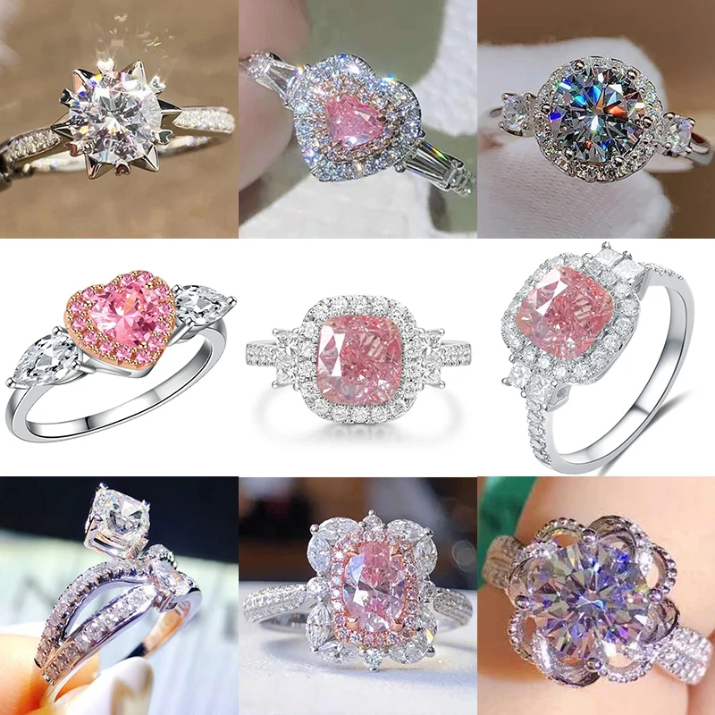 

New Luxury Micro-inlaid Argyle Pink Diamond Open Ring Atmospheric Dove Egg Copper Inlaid Zircon High-grade Niche Girl Jewelry