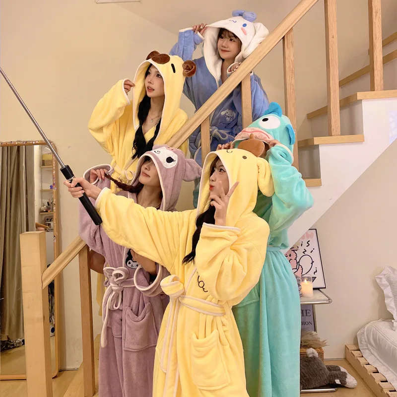 Пижама Sanrio ночная рубашка Melody Kuromi Cinnamoroll коралловый флис с мультяшными узорами